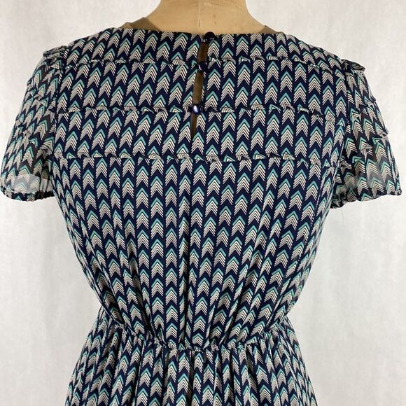 Pink Owl Summer Dress Medium Blue Turquoise Lightweight Flowy - Picture 7 of 14